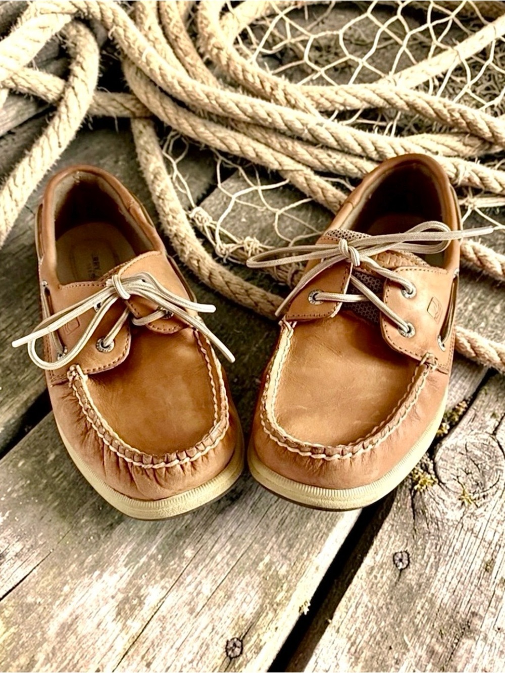 Sperry Top‑Sider Tan Leather Boat Shoes Wide Width Women’s 6.5 - Picture 8 of 15